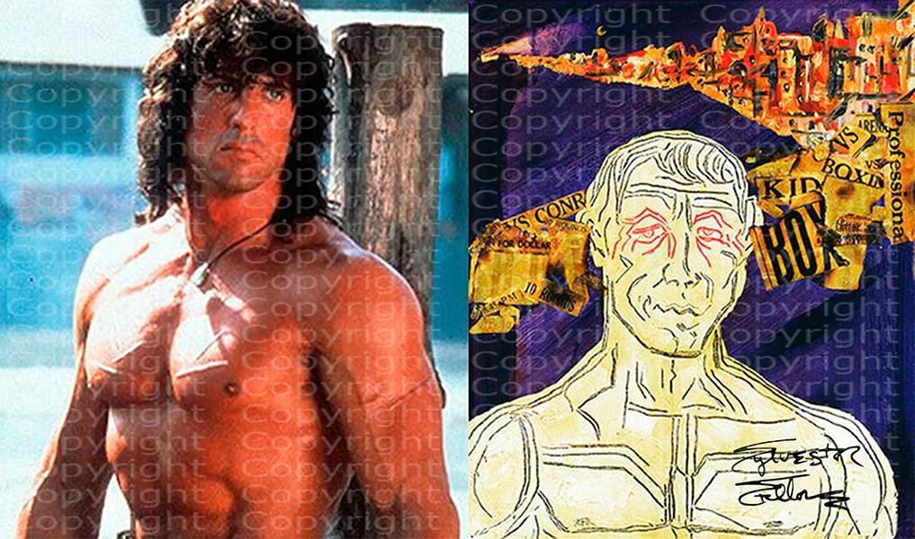 31+ Sylvester stallone bilder kunst , SYLVESTER STALLONE Collage Rocky mischt Italien auf signiert TOP