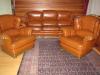 Leder-Couchgarnitur mit Schlafsofa u. 2 Sessel