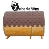 3m Fichten Sauna mit Vorraum 2,  2m Durchmesser und Holzofen,  Sauna-Fass,  Saunafa