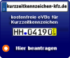 kostenfreie Kurzzeitkennzeichen - sofort online 