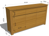 KOMMODE 175,  4x40,  5x95cm EICHENHOLZ GEWEIßTER LACK MASSIVHOLZ BLUM-BESCHLÄGEN N