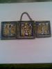 Triptych Ikone Reiseikone Bronze russisch original aus dem 20. Jahrhundert Tript