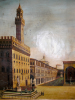 Riesiges antikes Öl - Gemälde Piazza Platz Italien * Architektur 