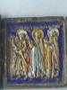 Triptych Ikone Reiseikone Bronze russisch original aus dem 20. Jahrhundert Tript