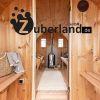 3m Fichten Sauna mit Vorraum 2,  2m Durchmesser und Holzofen,  Saunafass,  Sauna-Fa
